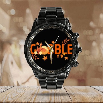 Discover GOBBLE TURKEY PODIATRIST FUNNY THANKSGIVING Calendar Steel Band Watch