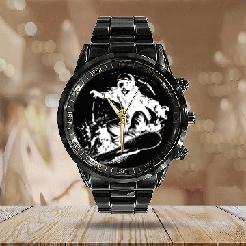 Discover Snowboarding Girl Sketch Calendar Steel Band Watch