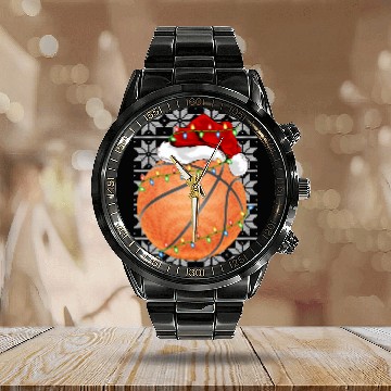 Discover Basketball Santa Calendar Steel Band Watch