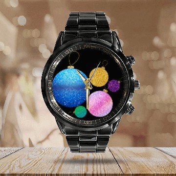 Discover Xmas multicolor glisser balls ornement Calendar Steel Band Watch