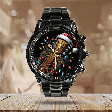 Discover Guitar Player Guitarist Christmas Hat Xmas Calendar Steel Band Watch