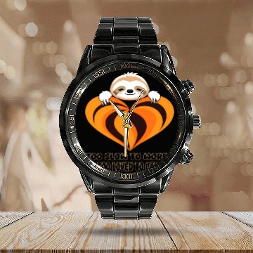Discover Sloth Snuggles & Heart Hugs Calendar Steel Band Watch