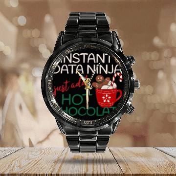 Discover Data Ninja xmas hot Chocolate Christmas Calendar Steel Band Watch