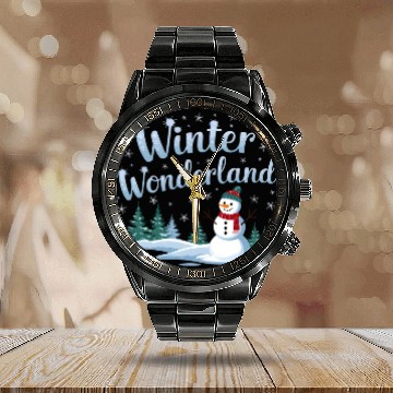 Discover christmas snowman winter wonderland Calendar Steel Band Watch