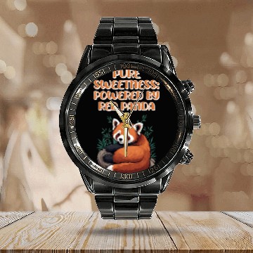 Discover Pure Sweetness: Powered By Red Panda - Cute Animal Calendar Steel Band Watch
