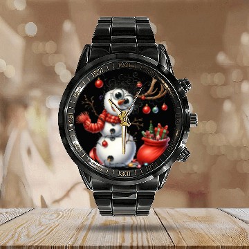 Discover Christmas Merry Christmas For Gift Snowman Calendar Steel Band Watch