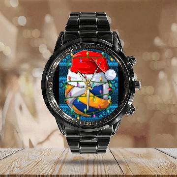 Discover Volleyball Christmas Lights Calendar Steel Band Watch