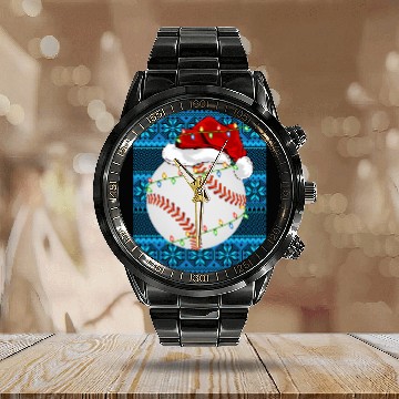 Discover Baseball Christmas Lights Calendar Steel Band Watch