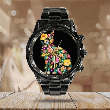Discover Floral Cat Silhouette nature santa christmas light Calendar Steel Band Watch