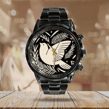 Discover Birding Adventures Calendar Steel Band Watch