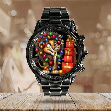 Discover Christmas Merry Christmas For Gift Christmas Lion Calendar Steel Band Watch