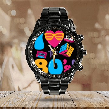 Discover I Heart The 80's Classic 80s Retro Vintage 1980 Calendar Steel Band Watch
