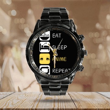 Discover Eat Sleep Anime Repeat Japanese Culture Calendar Steel Band Watch