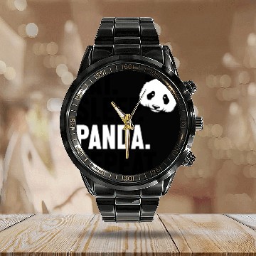 Discover Eat Sleep Panda Repeat Panda Bear Friend Giant Calendar Steel Band Watch