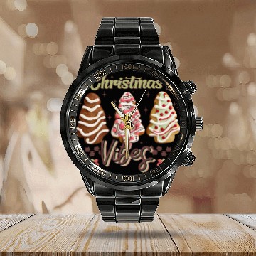 Discover Christmas Vibes Calendar Steel Band Watch