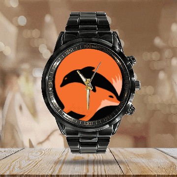 Discover Fox or Dolphin in this fun optical illusion Calendar Steel Band Watch