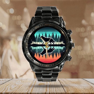 Discover wolf forest Reflection Scenic Wilderness lovers Calendar Steel Band Watch
