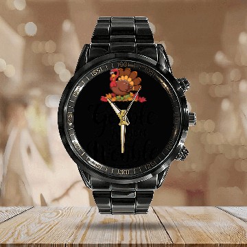 Discover Gobble Til You Wobble Calendar Steel Band Watch Women Thanksgiving