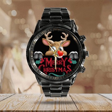 Discover ''Magical Reindeer Christmas Mug'' Calendar Steel Band Watch