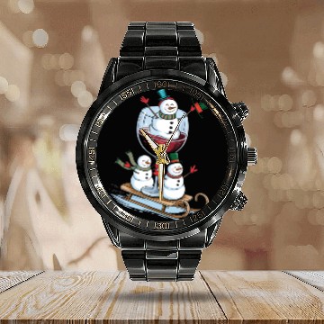 Discover Christmas Wine Glasses Calendar Steel Band Watch