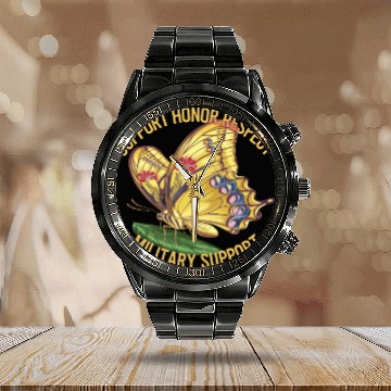 Discover Vibrant Butterfly Design Advocating Military Calendar Steel Band Watch