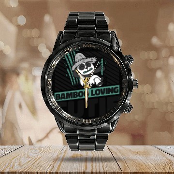 Discover Bamboo Loving Cutie Panda Bear Friend Giant Panda Calendar Steel Band Watch