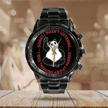Discover Was Thinking About Pandas Panda Bear Friend Giant Calendar Steel Band Watch