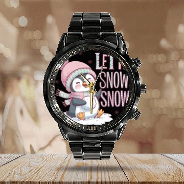Discover Let It Snow Snow, Christmas Snowman Calendar Steel Band Watch