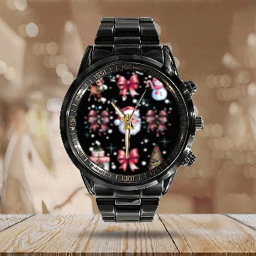 Discover Christmas Coquette Bow, Cute Christmas Santa Calendar Steel Band Watch