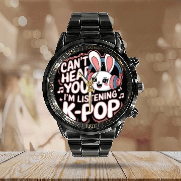 Discover Can't Hear You K-Pop Bunny Calendar Steel Band Watch