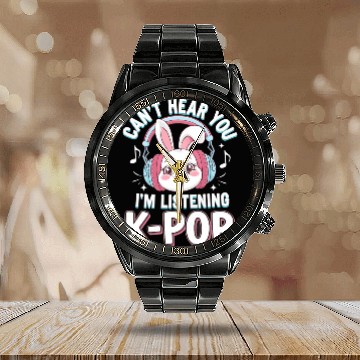 Discover Can't Hear You K-Pop Bunny Calendar Steel Band Watch