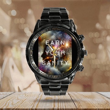 Discover EARN YOUR SANITY Calendar Steel Band Watch