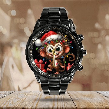 Discover Christmas Merry Christmas For Gift Monkey Calendar Steel Band Watch