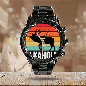 Discover Elk Hunting Elkaholic Hunters Calendar Steel Band Watch