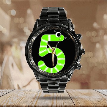 Discover Vibrant Geometric Snake Number 5 Calendar Steel Band Watch