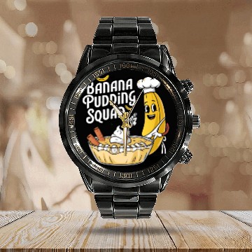 Discover Banana Pudding Squad Lover Cooking Dessert Banana Calendar Steel Band Watch