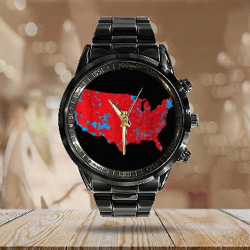 Discover Election Result Map Unisex Calendar Steel Band Watch,Red Wave Map
