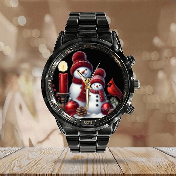 Discover Snowman Christmas, Funny Snowman Calendar Steel Band Watch