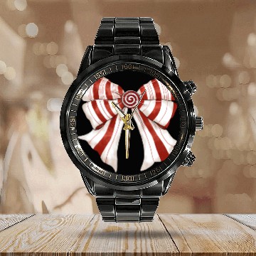 Discover Christmas Coquette Bow, Cute Christmas Calendar Steel Band Watch