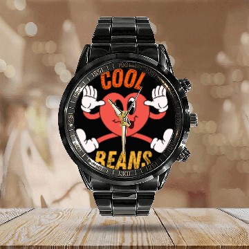 Discover Womens Funny Calendar Steel Band Watch Cool Beans Holiday Sunday
