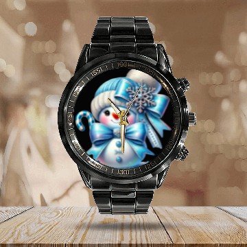 Discover Cute Snowman, Christmas Snowman, Merry Christmas Calendar Steel Band Watch