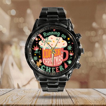 Discover Running on Coffee Christmas Calendar Steel Band Watch