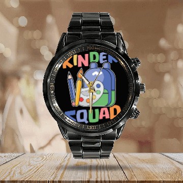 Discover Elementary Teacher Squad Calendar Steel Band Watch