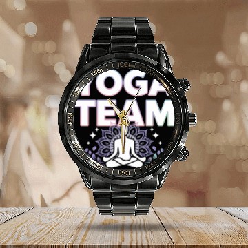 Discover Meditative Lifestyle Yoga Enthusiasts Icon Design Calendar Steel Band Watch