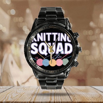 Discover Yarn and Needle Knitting Circle Creative Icon Calendar Steel Band Watch
