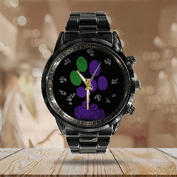 Discover AroAce Cat Paw Prints Calendar Steel Band Watch