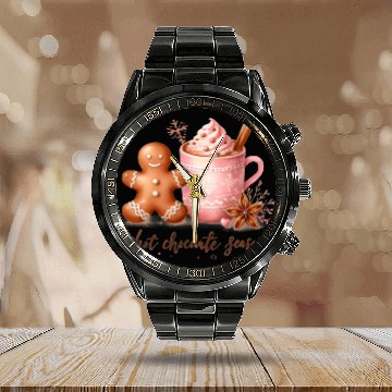 Discover Hot Chocolate Season Calendar Steel Band Watch