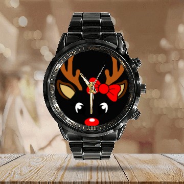 Discover Reindeer Face Christmas, Merry Christmas Calendar Steel Band Watch