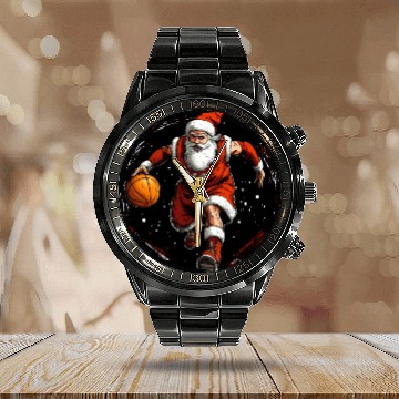 Discover Basketball player Christmas / Santa Claus Basketba Calendar Steel Band Watch