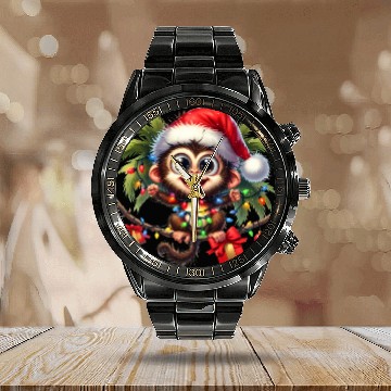 Discover Christmas Merry Christmas For Gift Monkey Calendar Steel Band Watch